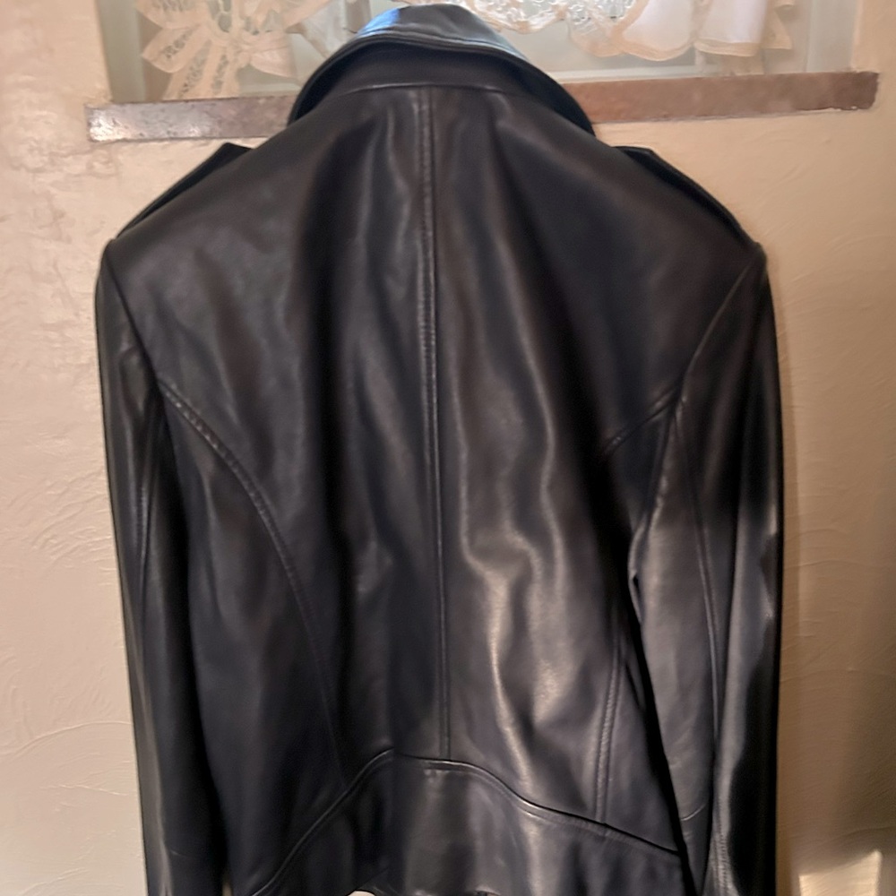 Badgley Mischka Navy Leather Jacket M NWOT - Picture 2 of 2